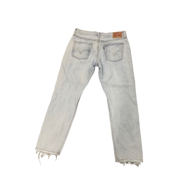 Levi's 501 light wash high rise straight leg frayed jeans women's size 28 pants - Picture 2 of 6